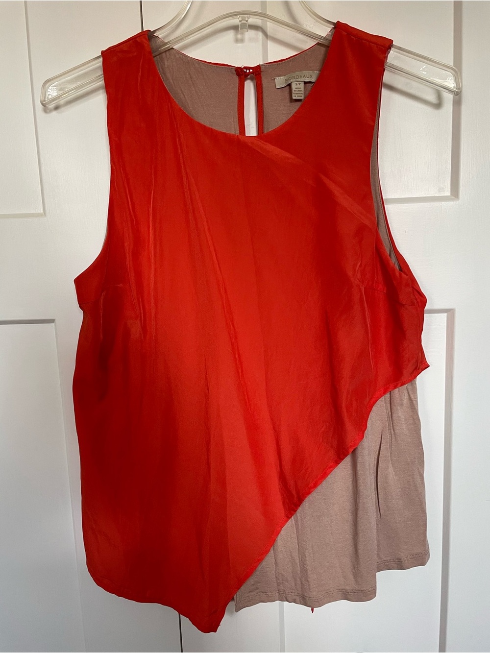 Anthropologie Bordeaux Asymmetric Orange Overlay Sleeveless Top Tank Sz S